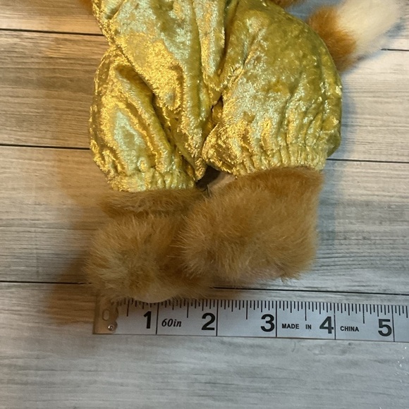Vintage TY Collectible Stuffed Cat velvet Dress Pouncer Brown and Green - Picture 6 of 9